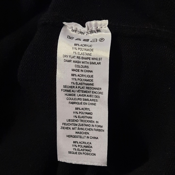 French Connection Sweater Dress Womens Small Black Stretch Midi Long Sleeve - Picture 8 of 8